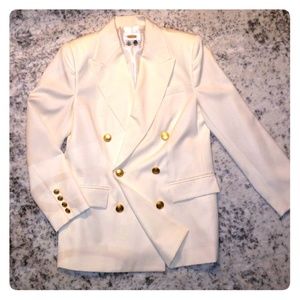 NWOT Talbots Cream Off White Gold Button Blazer